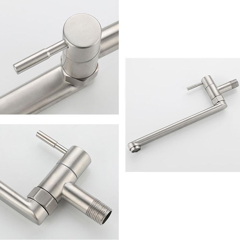 Robinet Pivotant en Acier Inoxydable Monté au Mur – Robinet à Poignée Unique pour Remplissage de Casseroles de Cuisine