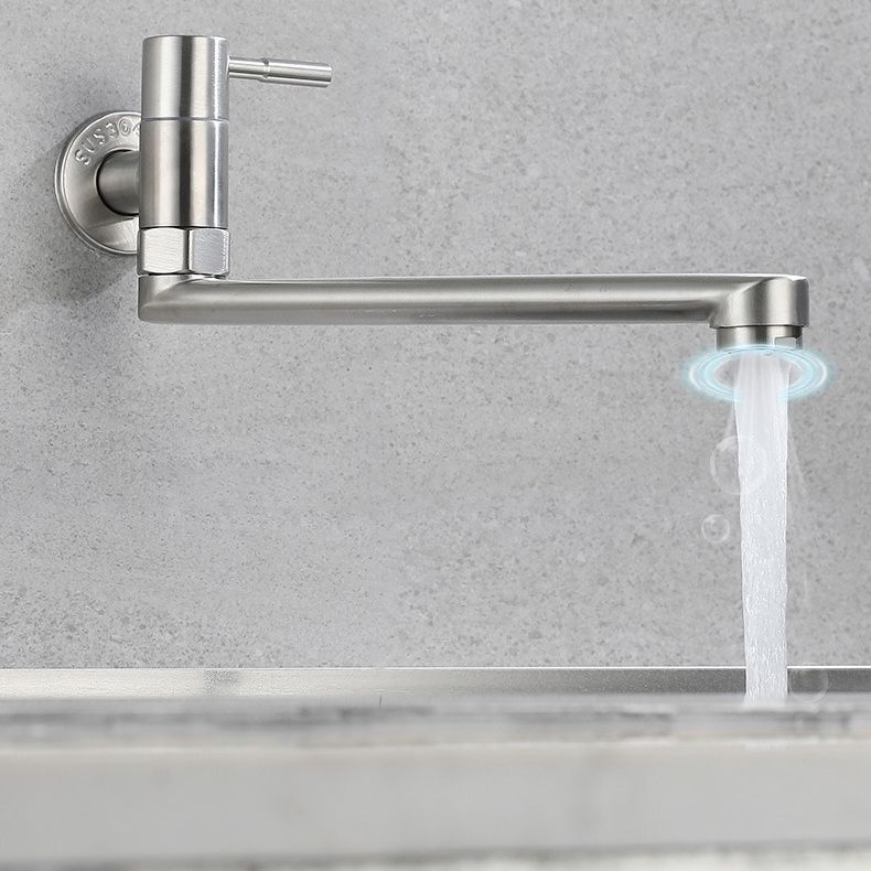 Robinet Pivotant en Acier Inoxydable Monté au Mur – Robinet à Poignée Unique pour Remplissage de Casseroles de Cuisine