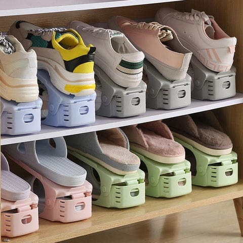 Organisateur de chaussures pour placard, set de 6 | Étagère à chaussures gain de place pour une utilisation double de l'espace de rangement | Support à chaussures empilable