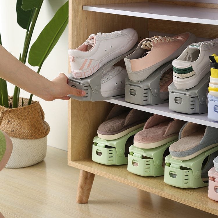 Organisateur de chaussures pour placard, set de 6 | Étagère à chaussures gain de place pour une utilisation double de l'espace de rangement | Support à chaussures empilable