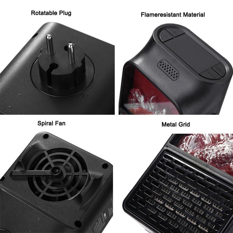 Chauffage PTC mural 500W avec effet flamme – Chauffage électrique compact