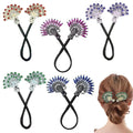 Barrette à Cheveux en Forme de Feuille de Cristal｜Élastique à Queue de Cheval Inspiré du Vintage