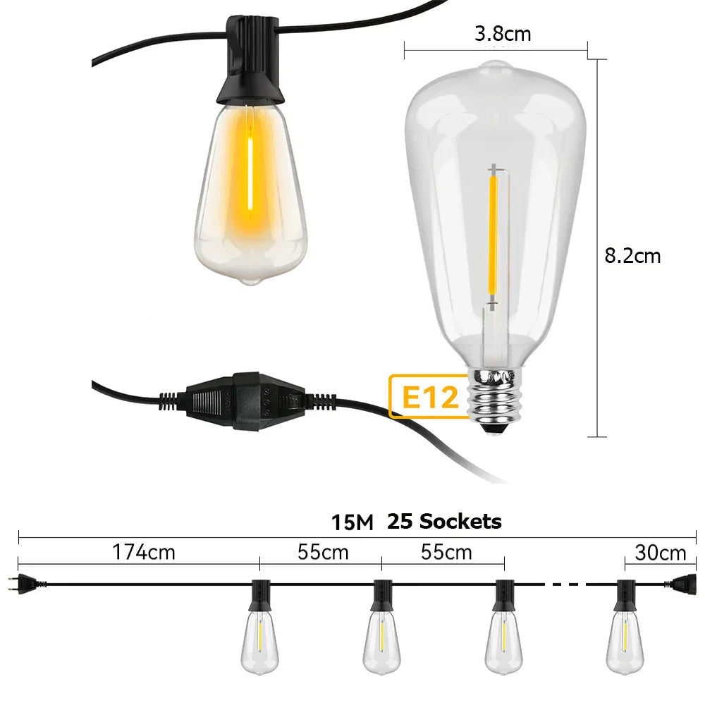 Guirlande LED Résistante aux Intempéries pour l'Extérieur – Guirlande Lumineuse Décorative