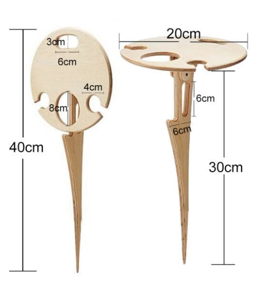 Table de pique-nique pliante en bois avec support à vin | Table de plein air portable pour 2 personnes | Camping & Plage Pique-nique & Voyage