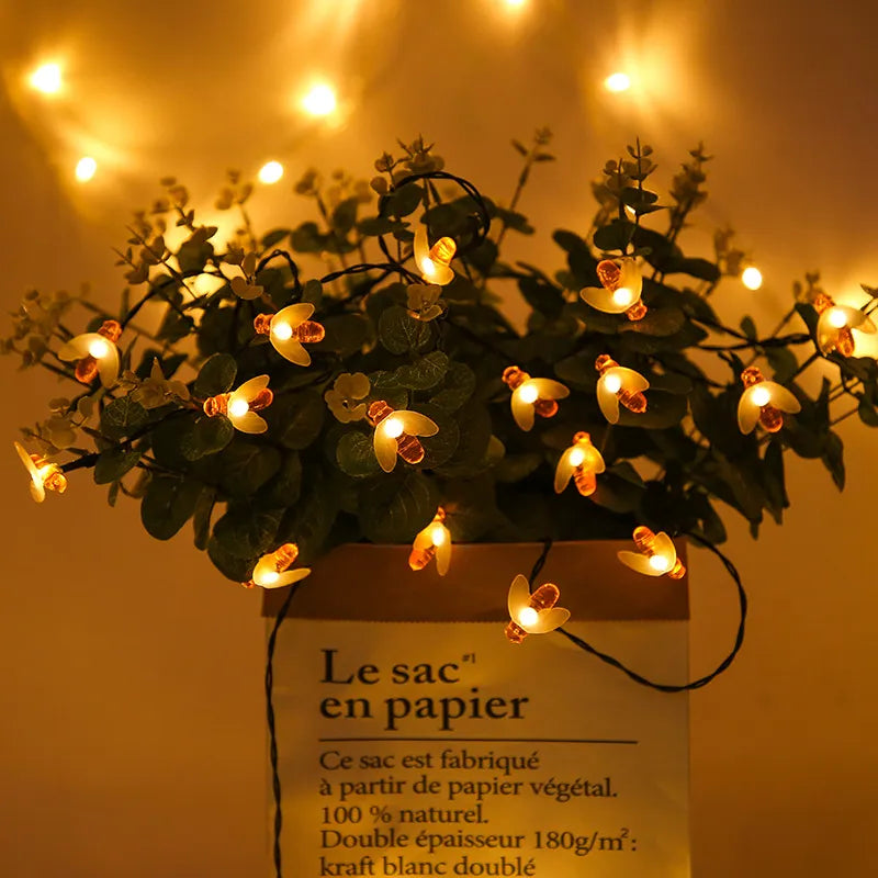 Guirlande LED Solaire avec Abeilles – Éclairage de Jardin Solaire pour l'Extérieur