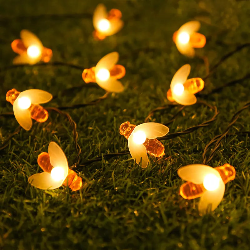 Guirlande LED Solaire avec Abeilles – Éclairage de Jardin Solaire pour l'Extérieur