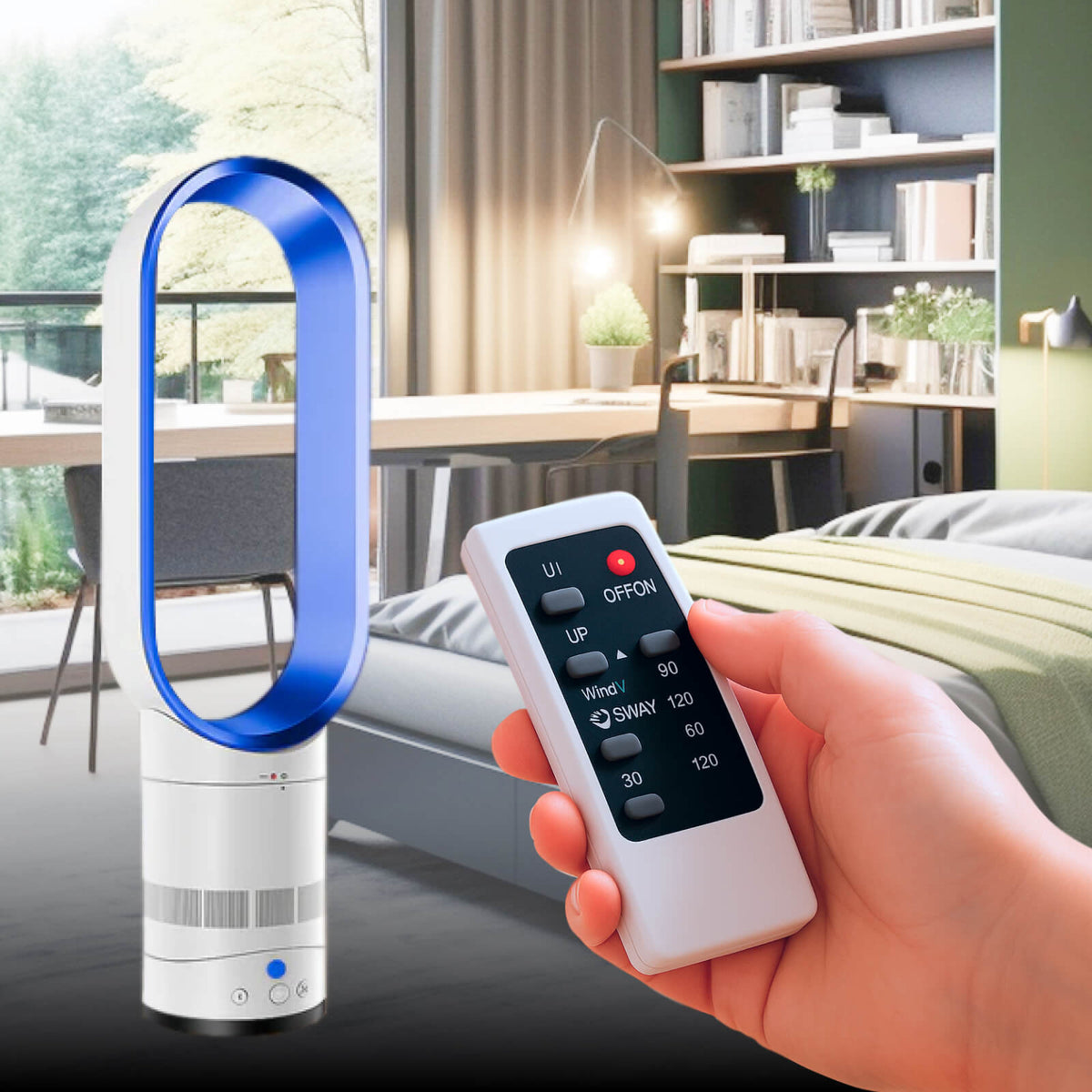 Ventilateur de refroidissement sans pales de 16 pouces avec télécommande