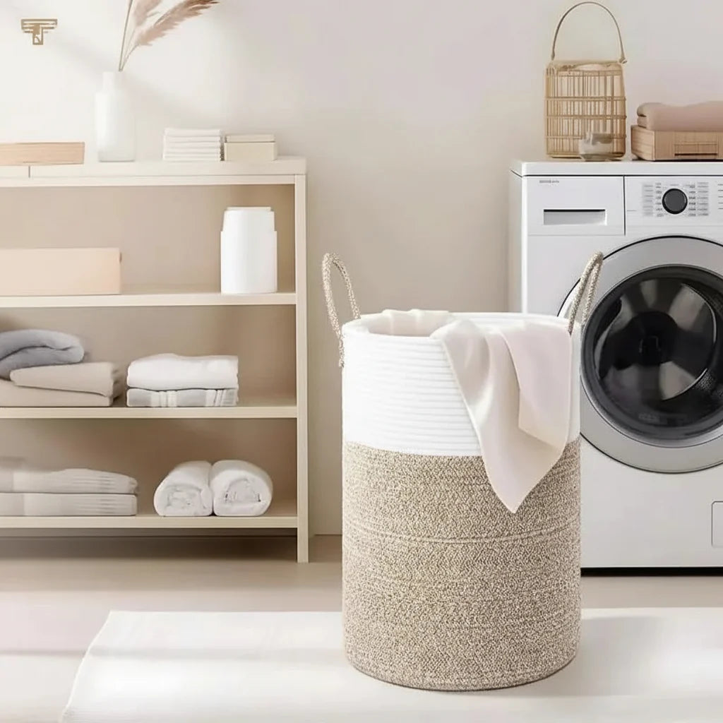 Panier en corde – Panier en coton pliable pour un rangement élégant