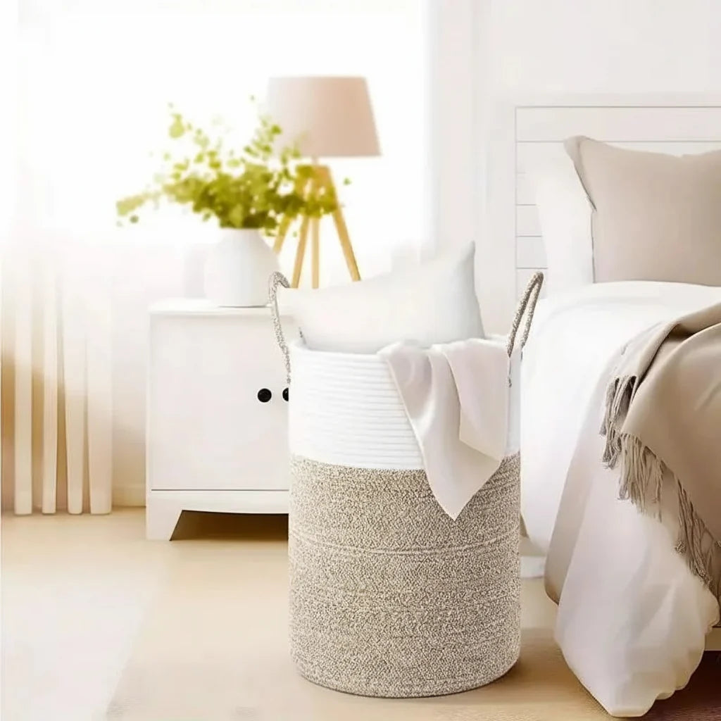 Panier en corde – Panier en coton pliable pour un rangement élégant
