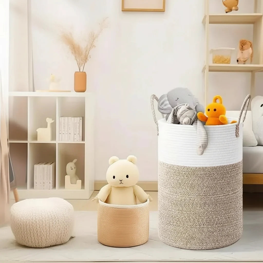 Panier en corde – Panier en coton pliable pour un rangement élégant