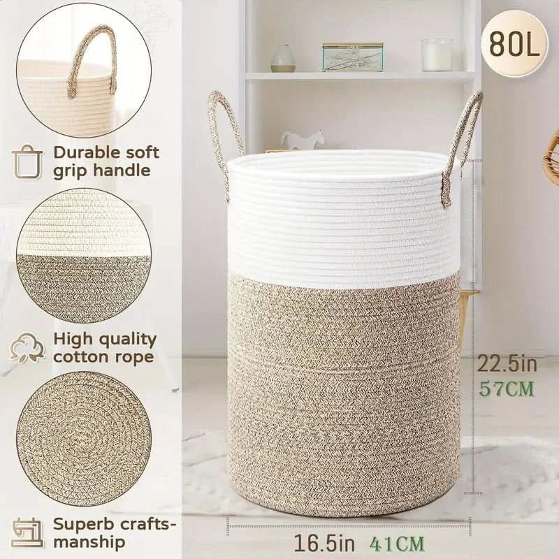 Panier en corde – Panier en coton pliable pour un rangement élégant