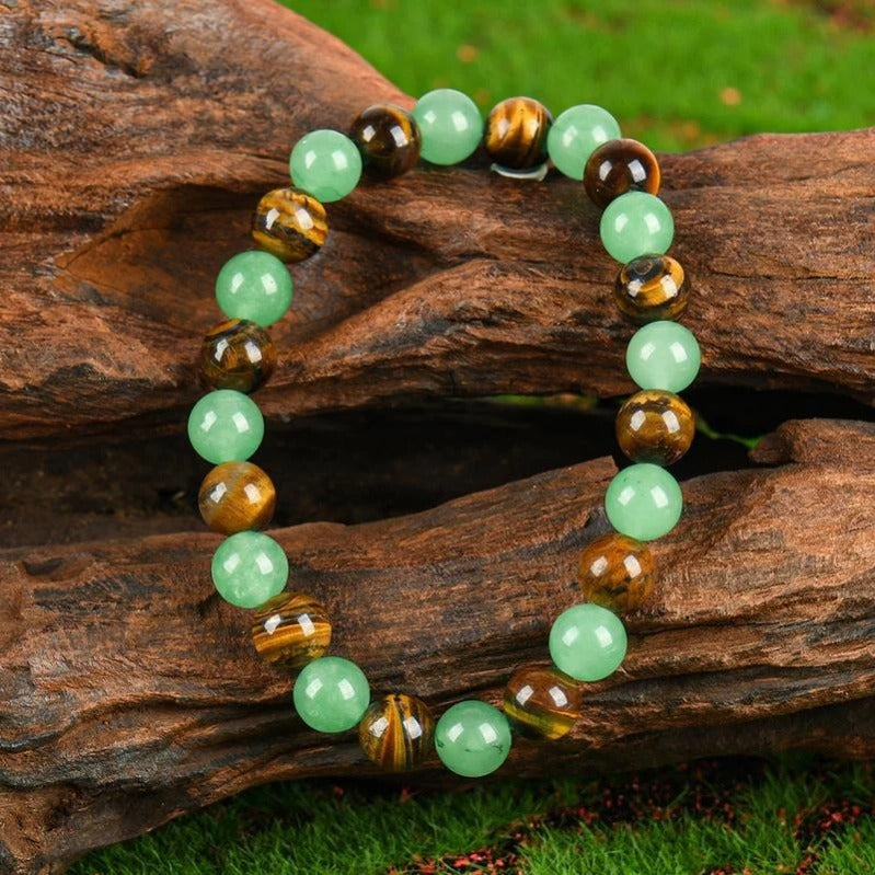 Bracelet en Cristal Gardien de la Richesse – Aventurine & Oeil de Tigre