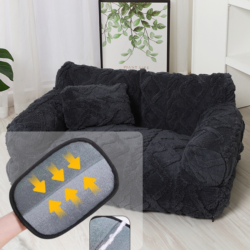 Lit pour chien en canapé confortable avec bord surélevé – Design en peluche douce