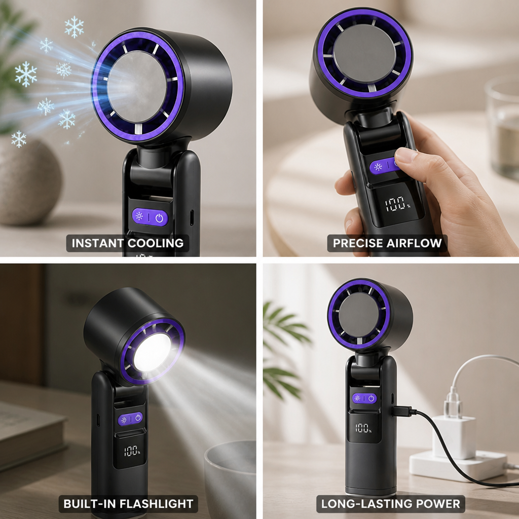Ventilateur portatif avec plaque de refroidissement à semi-conducteurs (4000 mAh)