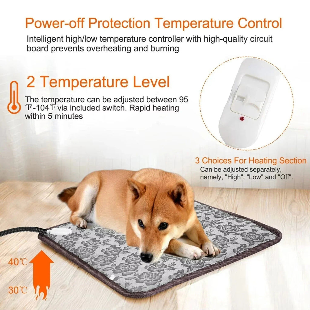 Tapis Chauffant Électrique pour Chiens – Tapis de Chaleur Réglable pour Animaux de Compagnie