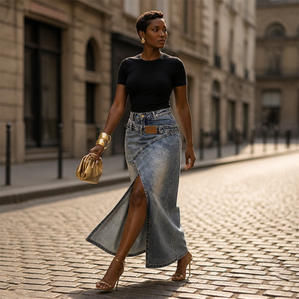 Jupe Maxi SuraDenim™ — Commandez Chaque Salle avec Confiance, Élégante et Sans Effort