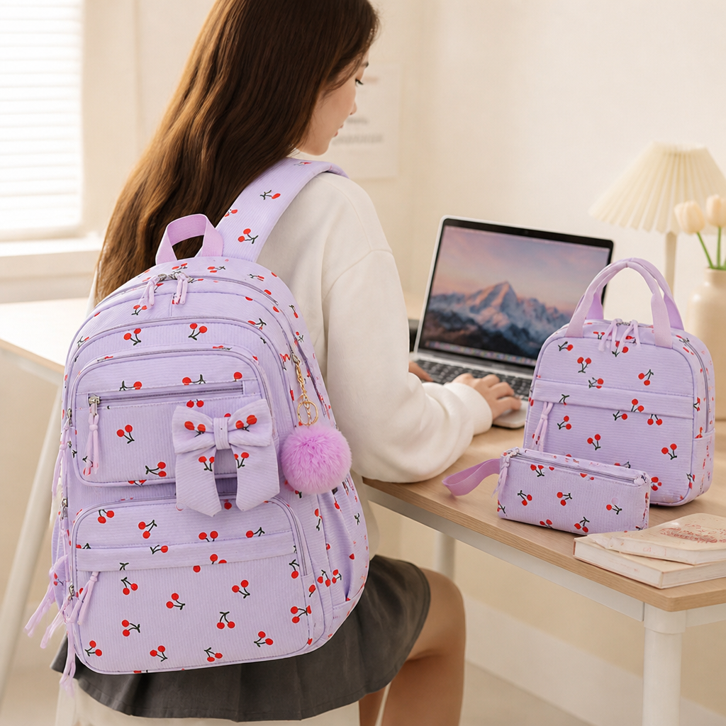 Ensemble de sacs à dos en velours côtelé léger (3 pièces)