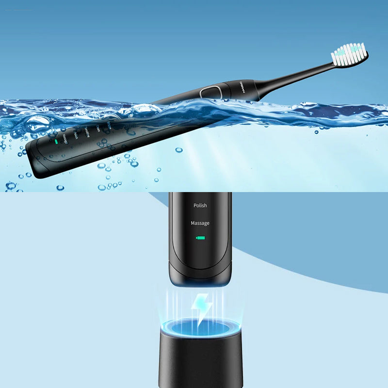 Skanto | Brosse à Dents Électrique Sonique | 6 Modes & Étanchéité IPX7 | Blanc, Noir, Rose