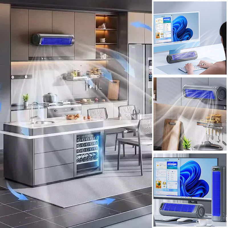 Coolira Appareil de Climatisation Mobile | Ventilateur 3-en-1 & Montage Mural | Batterie de 12 Heures | Compact & Sans Fil