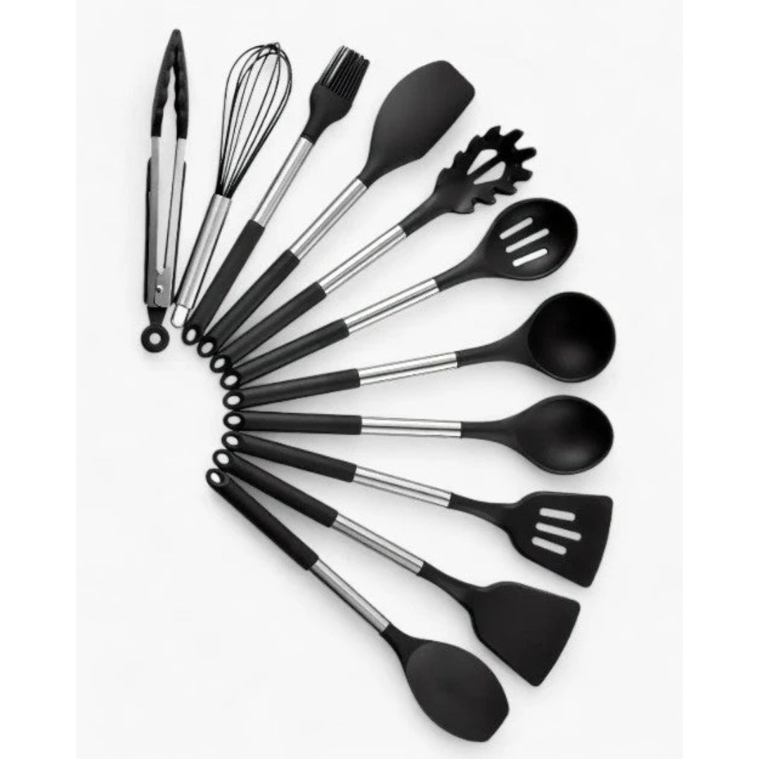 Ensemble d'ustensiles de cuisine - Ensemble de cuisson en silicone complet avec support - NordicChef