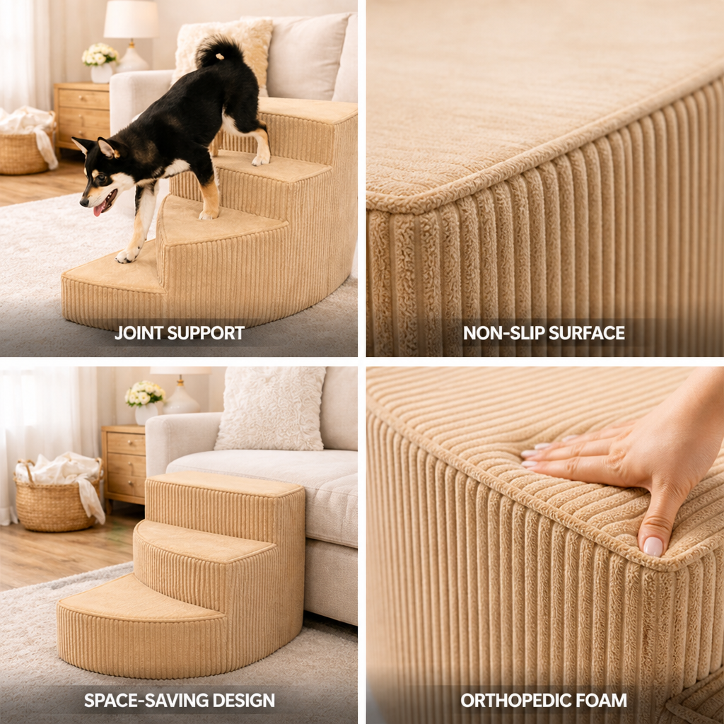 Escaliers Orthopédiques Antidérapants en Mousse pour Chiens (Gain de Place)