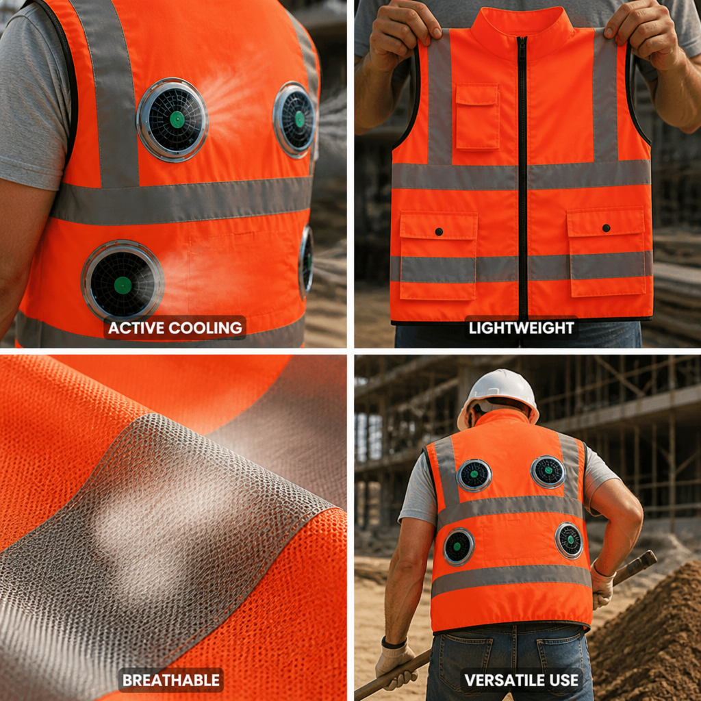 Gilet de Refroidissement Léger et Respirant avec Ventilateur Intégré