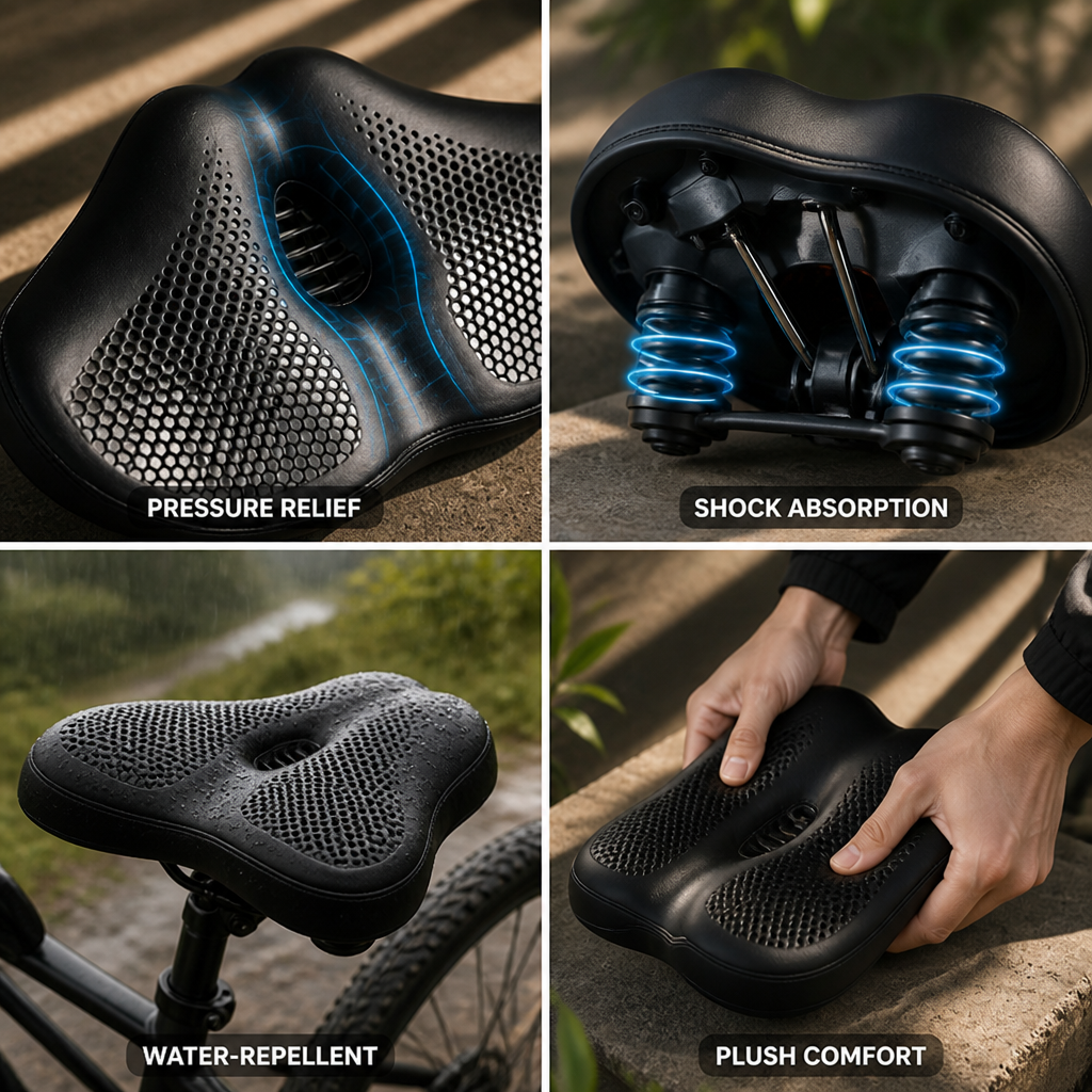 Selle de vélo Noseless Extra-Large à double ressort