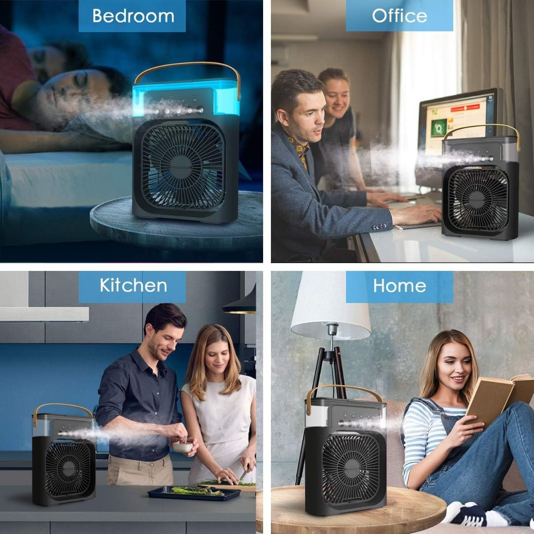 Refroidisseur d'air 3-en-1, Humidificateur & Purificateur d'air – Climatisation portable pour un usage intérieur avec lumière LED