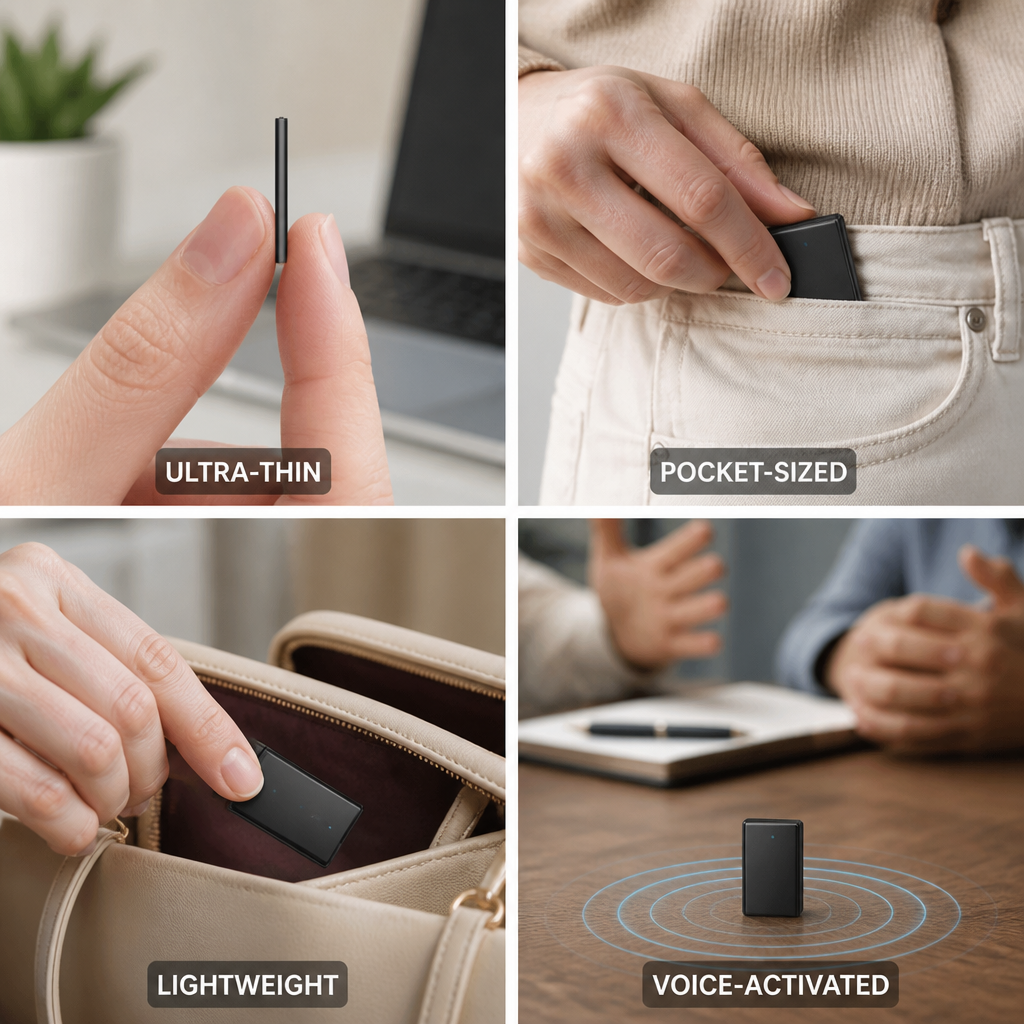 Enregistreur vocal ultra-compact activé par la voix (enregistrement de 50 heures)