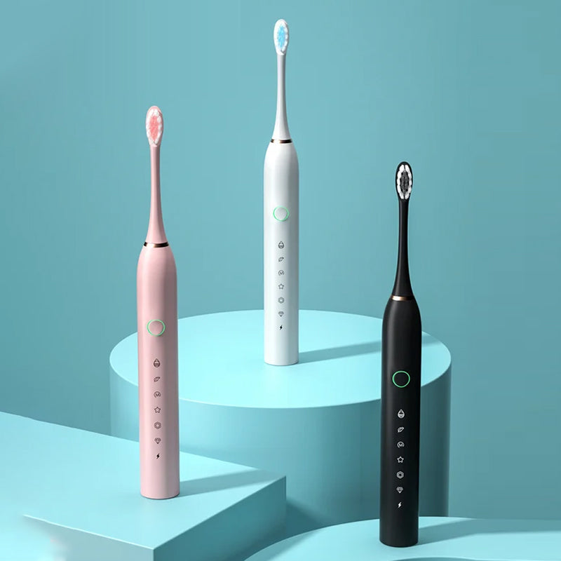 Skanto | Brosse à Dents Électrique Sonique | 6 Modes & Étanchéité IPX7 | Blanc, Noir, Rose