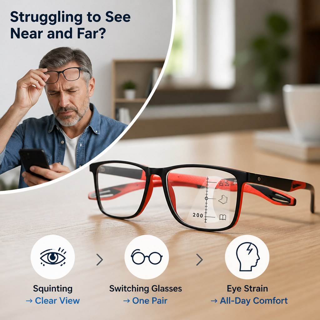 Lunettes Multifocales Clariquo™ — Ressentez la liberté d'une clarté et d'un confort sans effort toute la journée