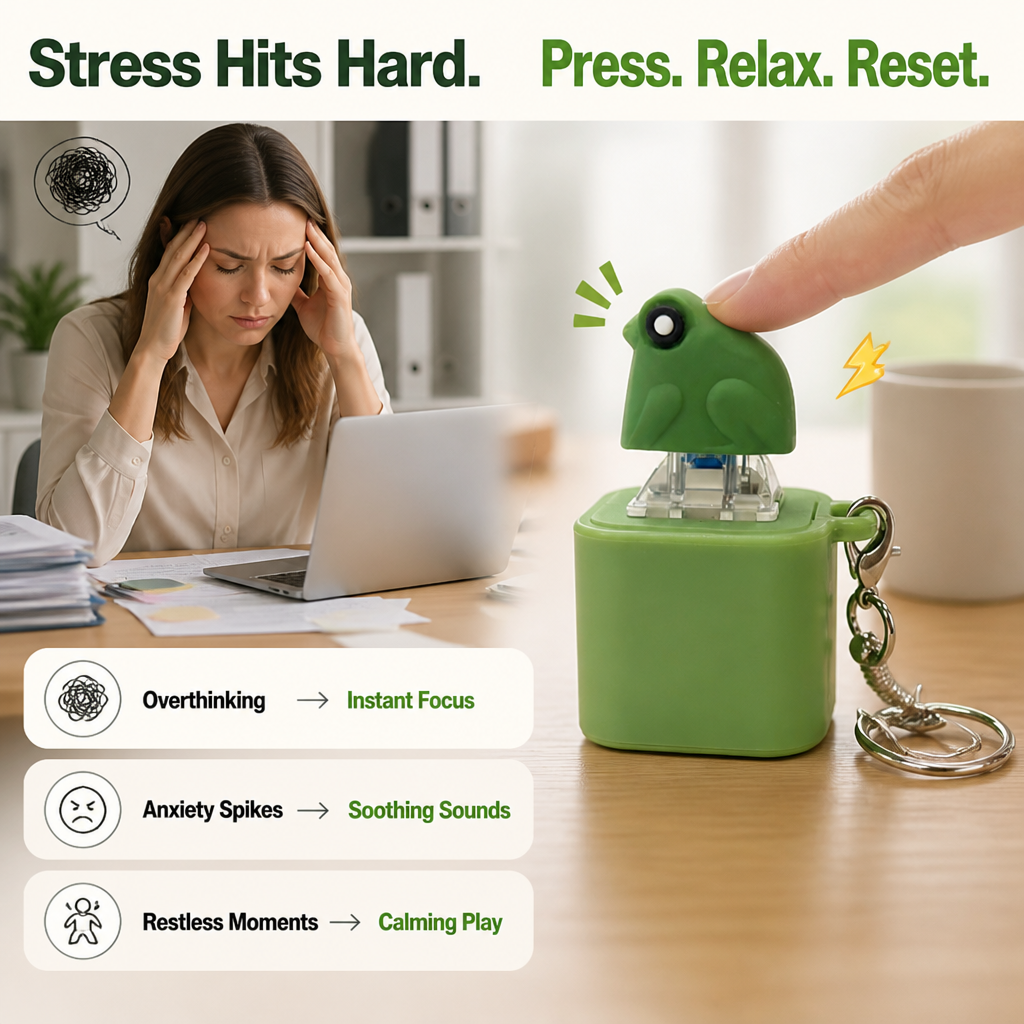 CalmiCroak™ — Transformez instantanément le stress en paix ludique où que vous alliez