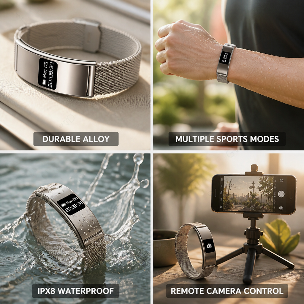 Bracelet de Fitness Étanche IPX8 en Alliage de Zinc