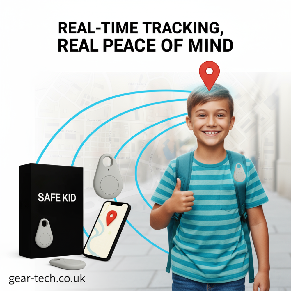 Traceur GPS Enfant Étanche avec Localisation en Temps Réel & Alarme SOS | Petit, Léger, Pochette et Fonctions de Sécurité | Sansoti