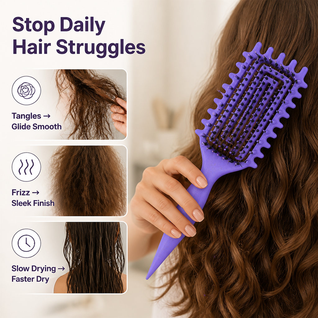 Coilavelle™ Brosse de Coiffage — Sculpté des Boucles Éblouissantes qui Brillent Toute la Journée Sans Frisottis