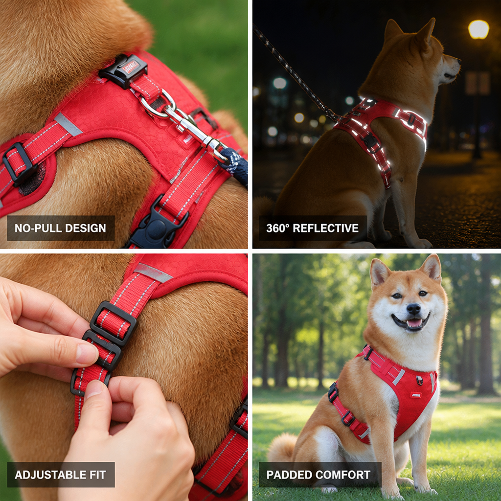 Gilet rembourré pour chien réfléchissant 360° sans traction