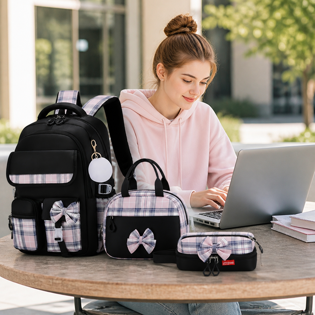 Sac à dos pour ordinateur portable et tablette grande capacité (ensemble de 3 pièces)