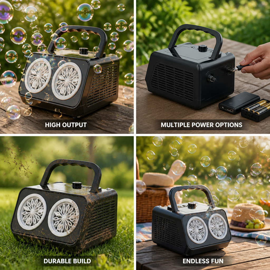 Machine à bulles à haute production USB et alimentée par batterie (20 000 bulles/min)