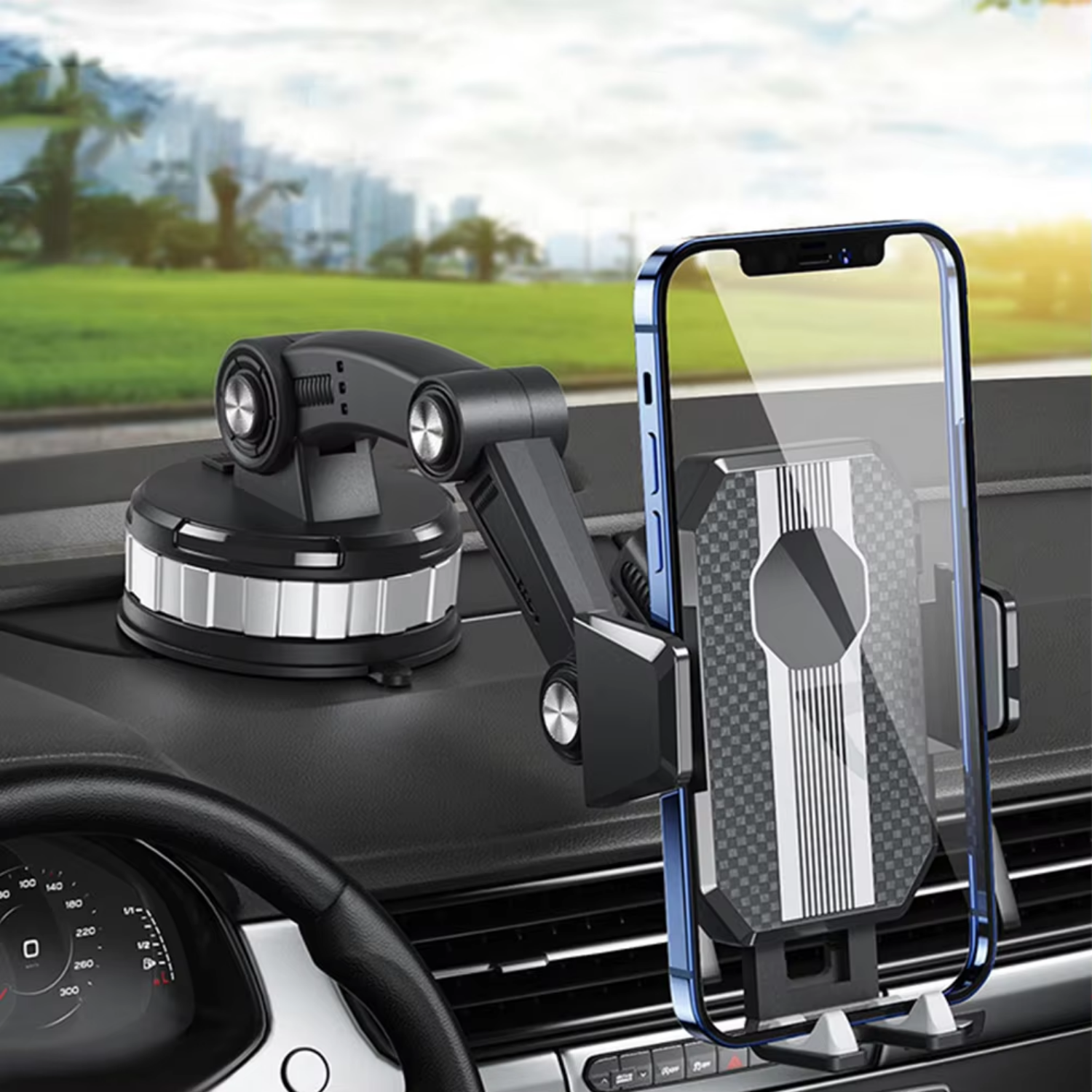 Support de téléphone Auto GripTech | Forte adhérence du ventouse | Rotation 360° | Utilisation à une main
