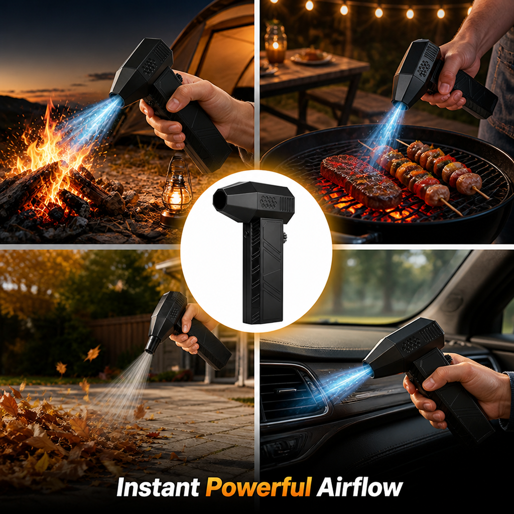 BlazeRush™ Turbo Fire Blower — Enflammez des flammes féroces instantanément et profitez de chaque moment en plein air