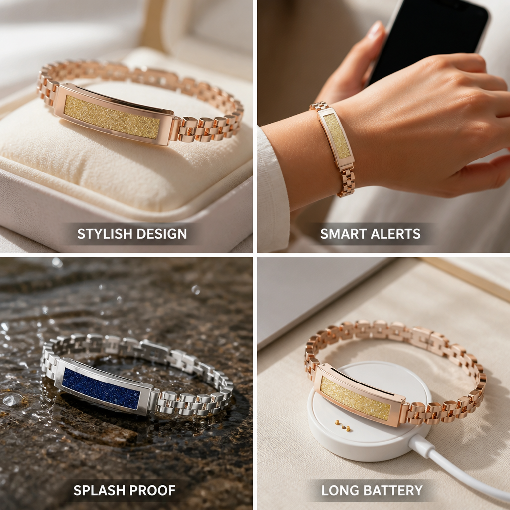 Bracelet de Suivi d'Activité Bluetooth en Acier Inoxydable (Batterie de 5 Jours)