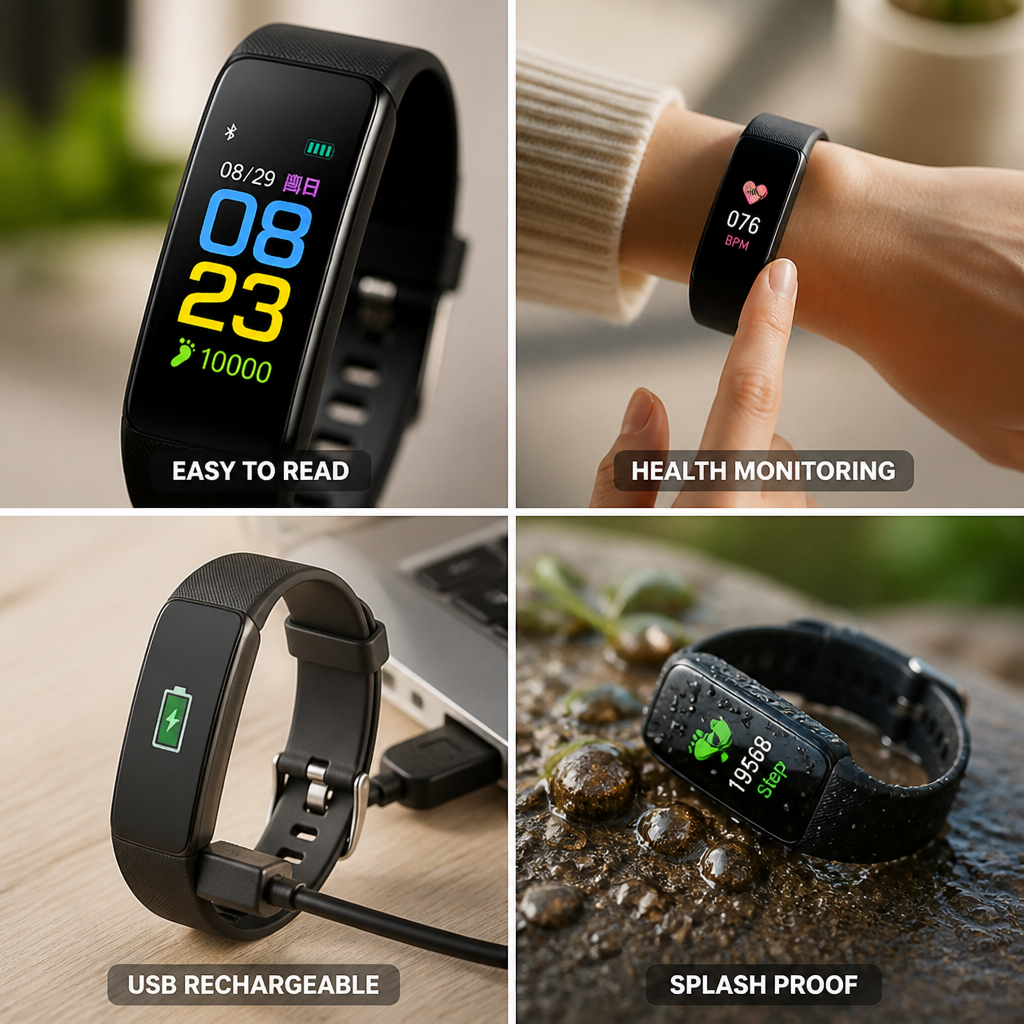 Montre intelligente senior simple avec LED en forme de cœur et surveillance de la pression artérielle