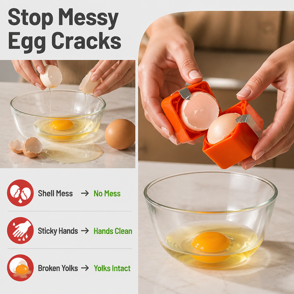 EggEase™ — Cassez des œufs parfaits à chaque fois sans désordre ni tracas