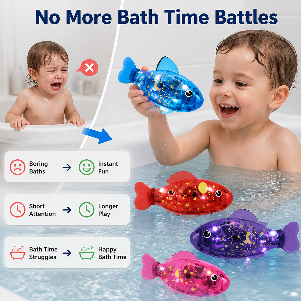AquaGlim™ 4-pcs — Transformez le temps du bain en lumière magique et en rires