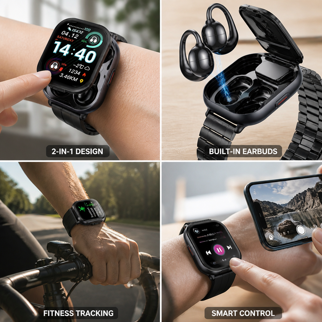 Montre Intelligente HD à Écran Tactile avec Écouteurs Sans Fil Intégrés