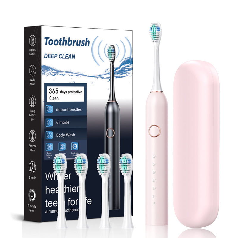 Skanto | Brosse à Dents Électrique Sonique | 6 Modes & Étanchéité IPX7 | Blanc, Noir, Rose