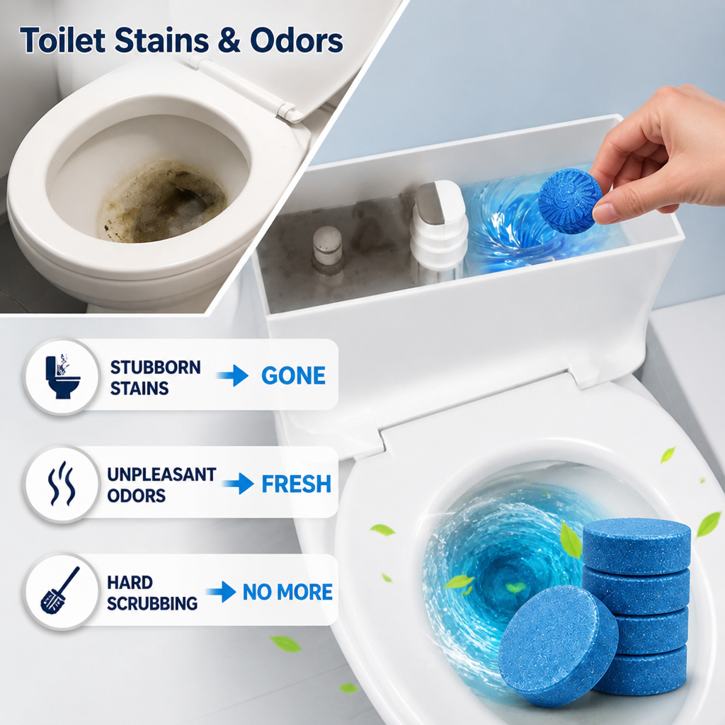 Tablettes de Toilettes BlueDrop™ — Gardez Votre Toilette Impeccable et Fraîche Sans Effort