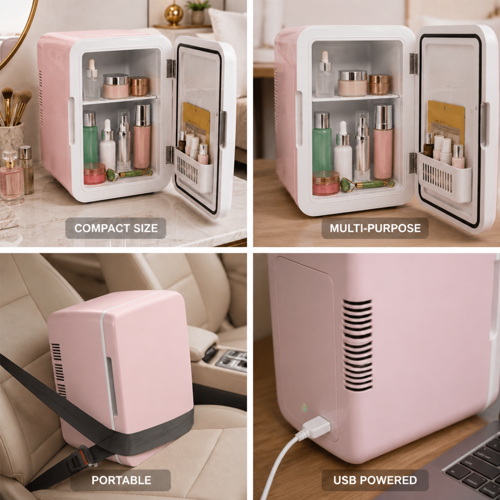 Mini réfrigérateur compact alimenté par USB (Pour boissons et cosmétiques)