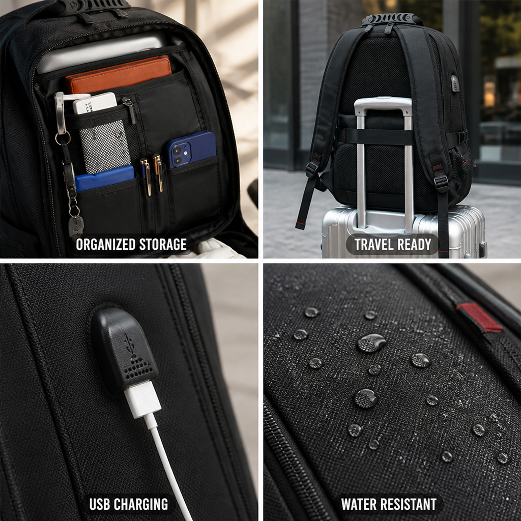 Sac à dos anti-vol USB pour ordinateur portable extensible de 60L