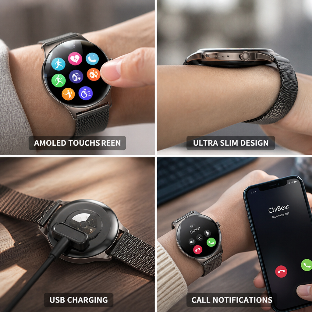 Montre intelligente multi-sport AMOLED de 1,43"
